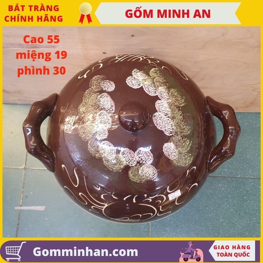 Hũ đựng gạo Tài Lộc dung tích 30l đựng 25kg gạo Gốm Bát Tràng- Gốm Minh An