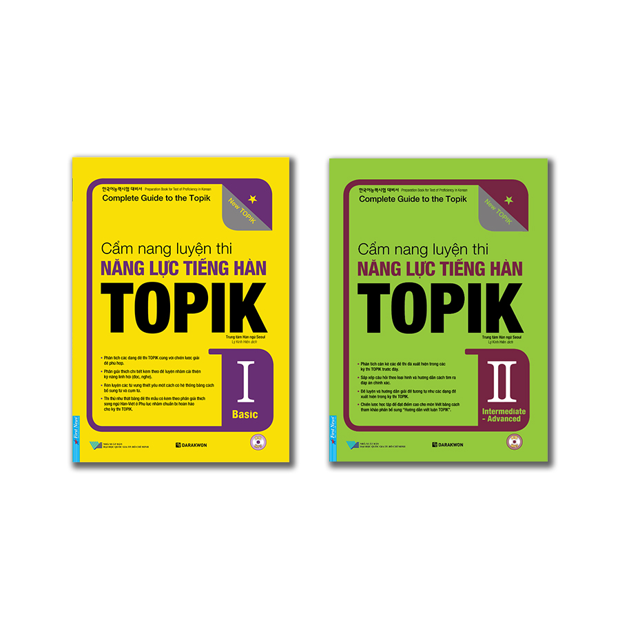 Bộ sách Cẩm nang luyện thi năng lực TOPIK Tập 1 + 2 có CD