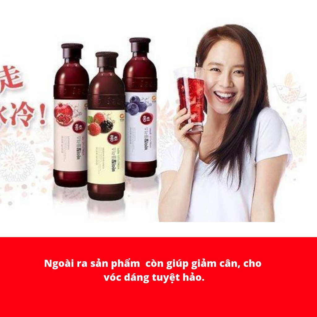 Nước Uống (Giấm Uống) Hỗ Trợ Giảm Cân,Làm Đẹp Nhập Khẩu Chính Hãng Hongcho Daesang Hàn Quốc Vị Lựu Chai 500ml