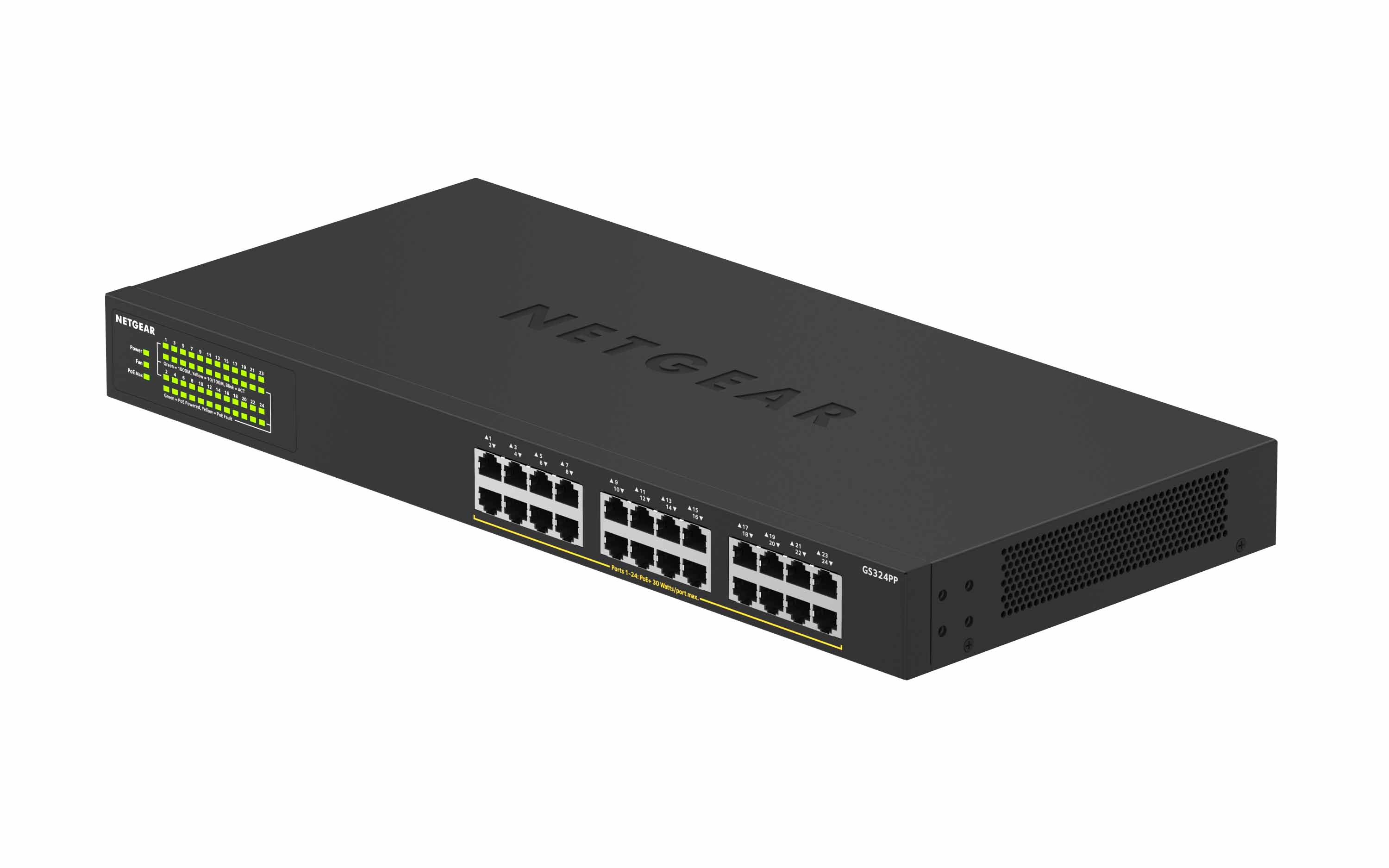 Bộ Chia Mạng Để Bàn hoặc Gắn Rack 24 Cổng 10/100/1000M PoE+ Công Suất Cao Gigabit Ethernet Unmanaged Switch Netgear GS324PP - Hàng Chính Hãng