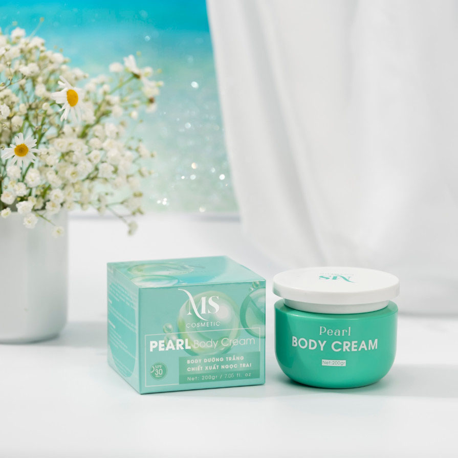 [Mua 2 Tặng 1] Mua 2 Hộp Kem Dưỡng Body MS Pearl Body Cream 200g Dưỡng Body Trắng Da Ngăn Ngừa Lão Hoá (Tặng 1 Tẩy Tế Bào Chết MS 100ml) - MỸ PHẨM MS COSMETIC