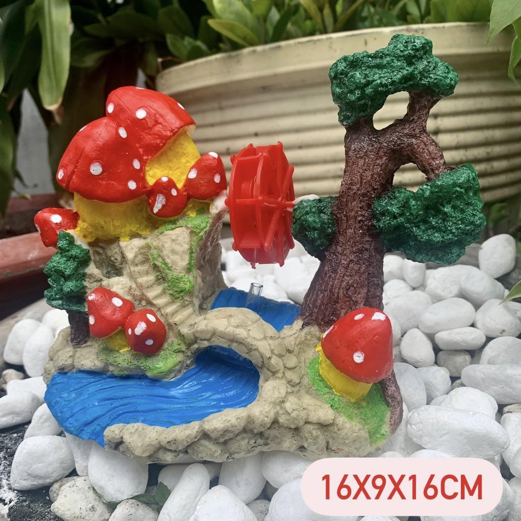 Vườn Nấm Đỏ Sủi Ox i Có Bánh Xoay Trang Trí Hòn Non Bộ, Hồ Cá, Sân Vườn..