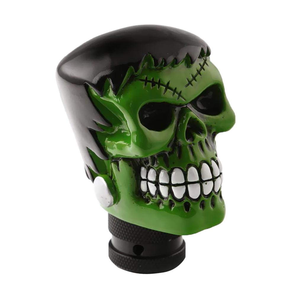 Universal Car Manual Gear Shift Lever Head Scar Eyebrow Skull Shifter Green