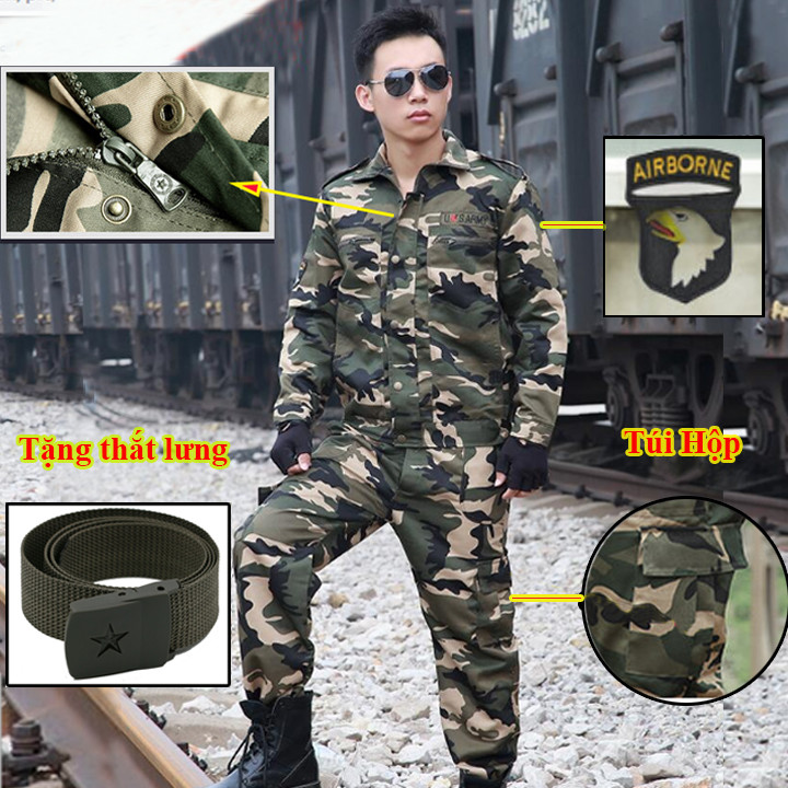 Bộ Quần Áo Rằn Ri Lính Mỹ US ARMY Túi Hộp Chiến Thuật