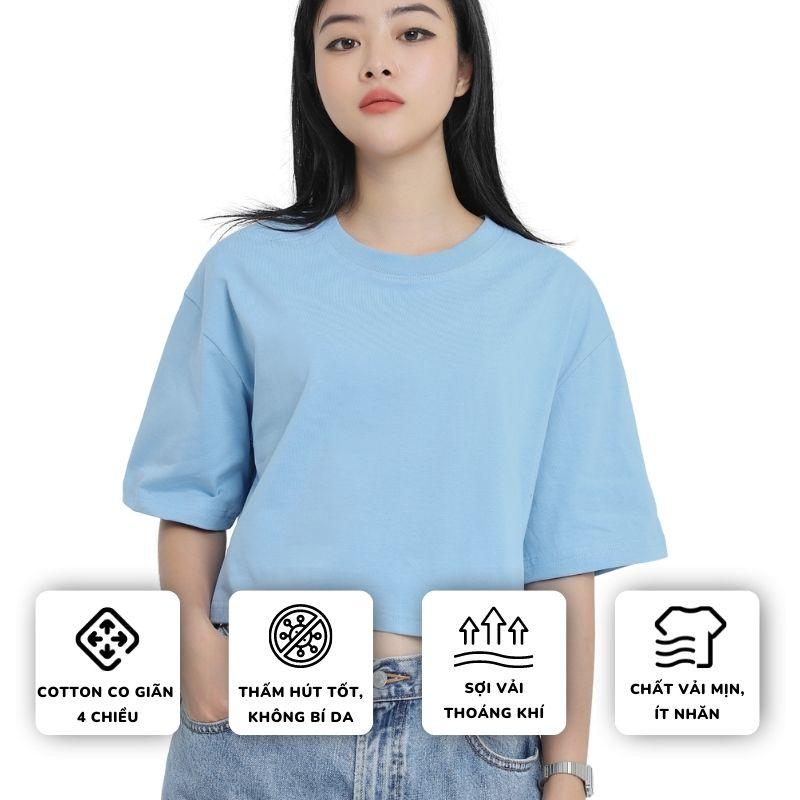 Áo croptop nữ tay ngắn cổ tròn vải thun cotton kiểu hàn quốc CR044 Miucho in hình hoạ tiết