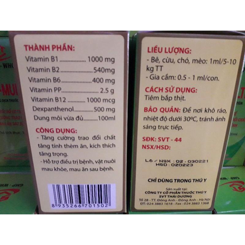 Multi B chai chích 100ml. bổ gà đá, vitamin gà đá.