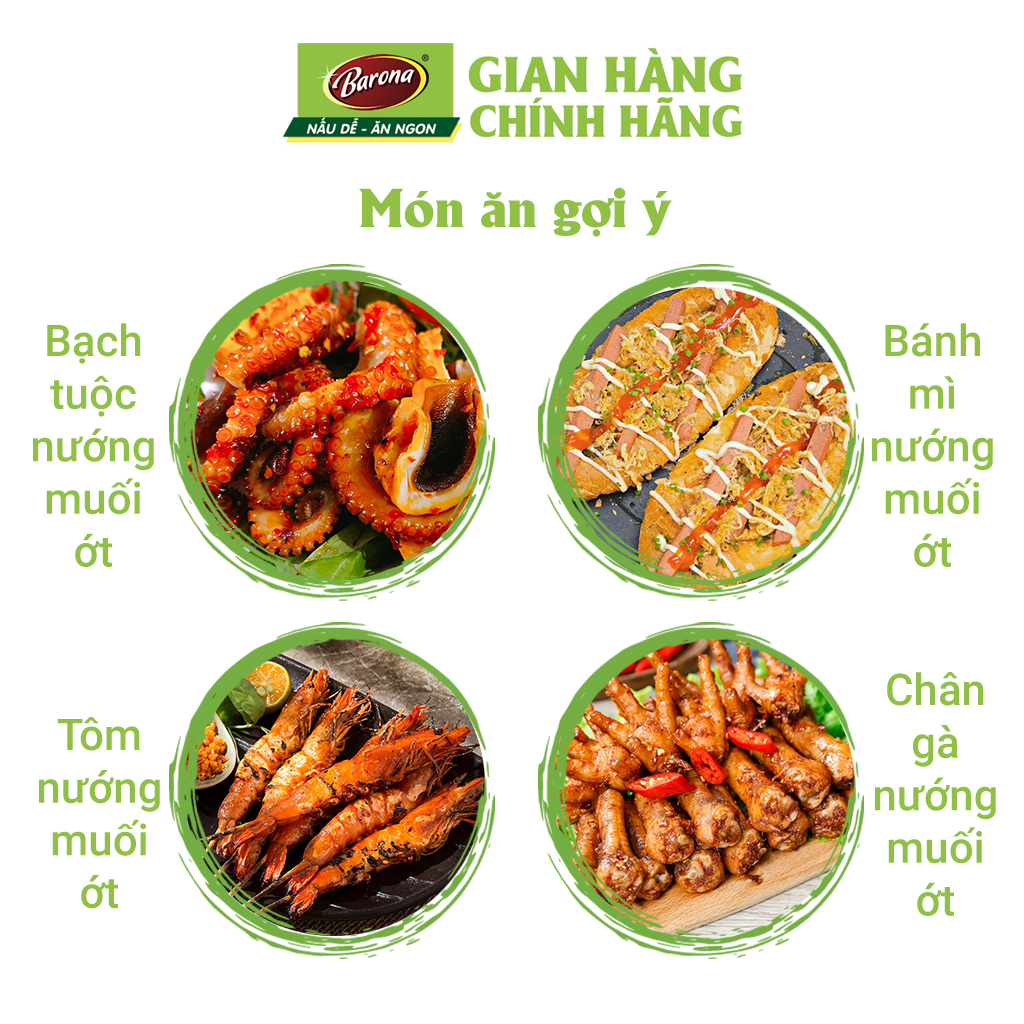 Combo 3 Gói Gia Vị Nướng Muối Ớt Barona 80g ướp ngon chuẩn vị không cần nêm nếm