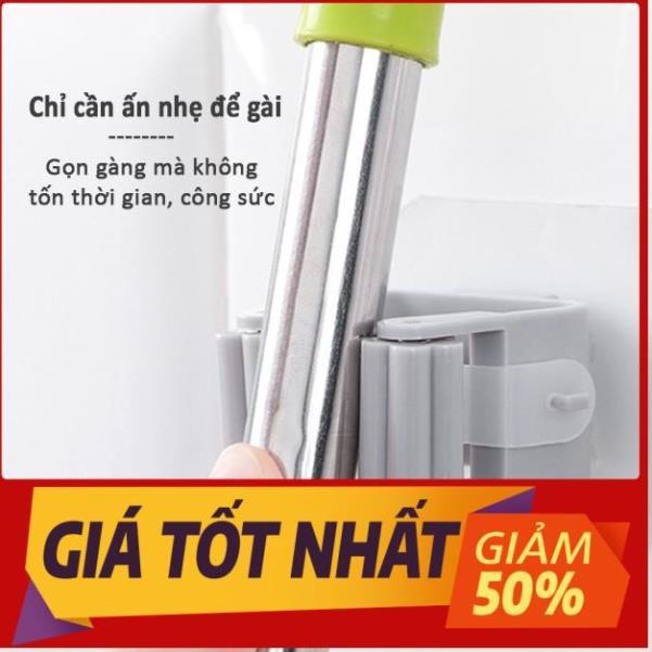 Móc dán tường thông minh kẹp chổi giữ cây lau nhà miếng trong suốt đa năng treo đồ chịu lực siêu dính chắc