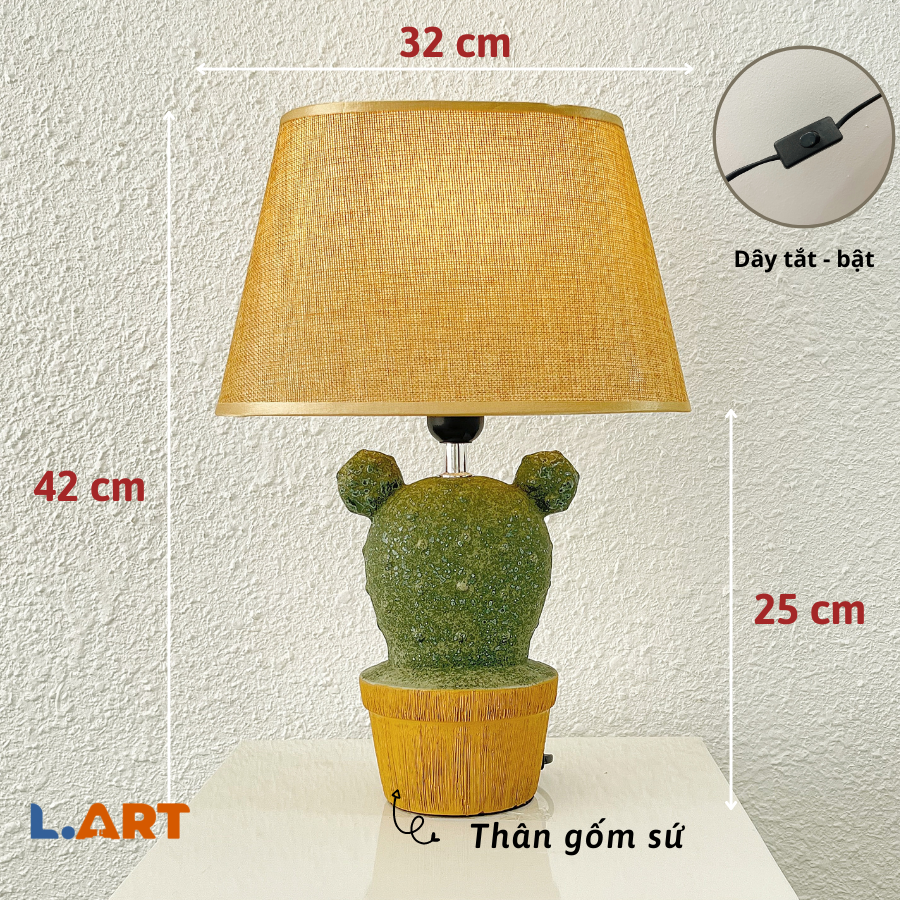 Đèn ngủ để bàn gốm sứ cao cấp hình tai gấu xinh xắn DY17512