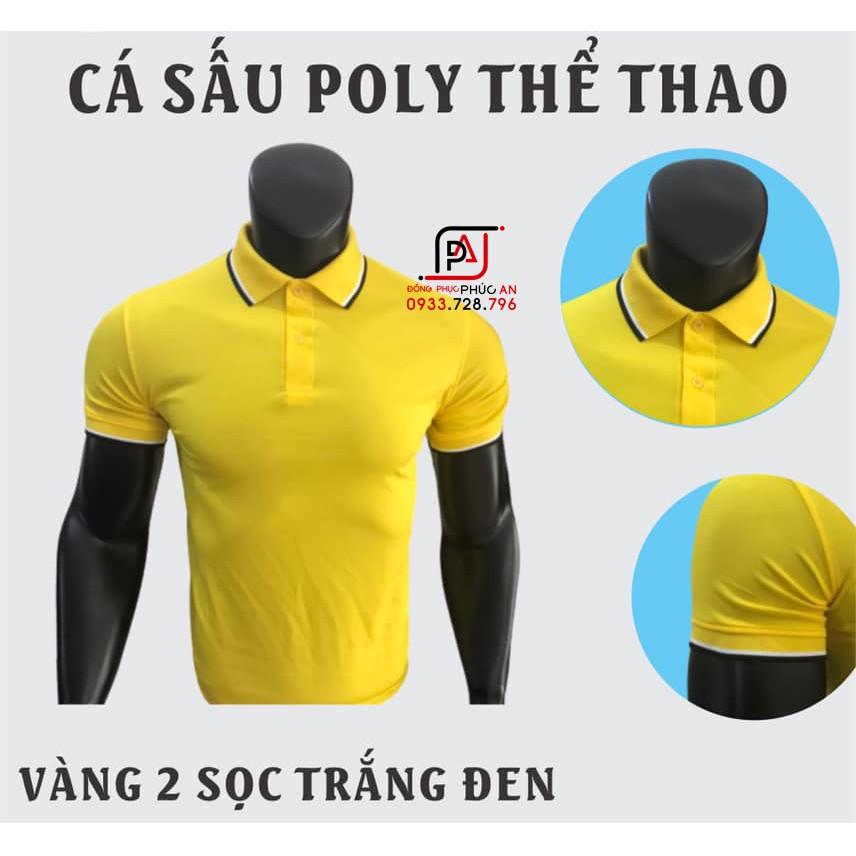 Áo thun cổ sọc nam nữ chất vải co giãn thể thao