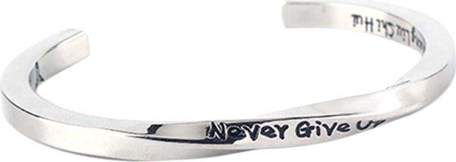 Never Give Up Twist Open Bangle Women Men Couple Jewelry