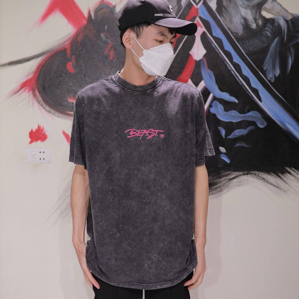 Áo thun loang đen Beast nam nữ tay lỡ chất liệu cotton 100% cao cấp dáng unisex