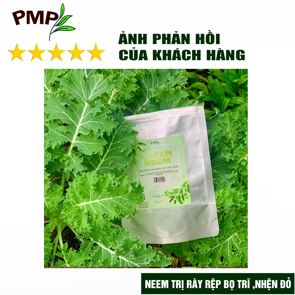 Combo 2 Túi Dầu Neem Oil Hữu Cơ PMP Nguyên Chất Loại Bỏ Rệp, Nhện Đỏ, Nấm, Sâu Bệnh Cho Hoa Hồng, Rau Sạch Green Neem