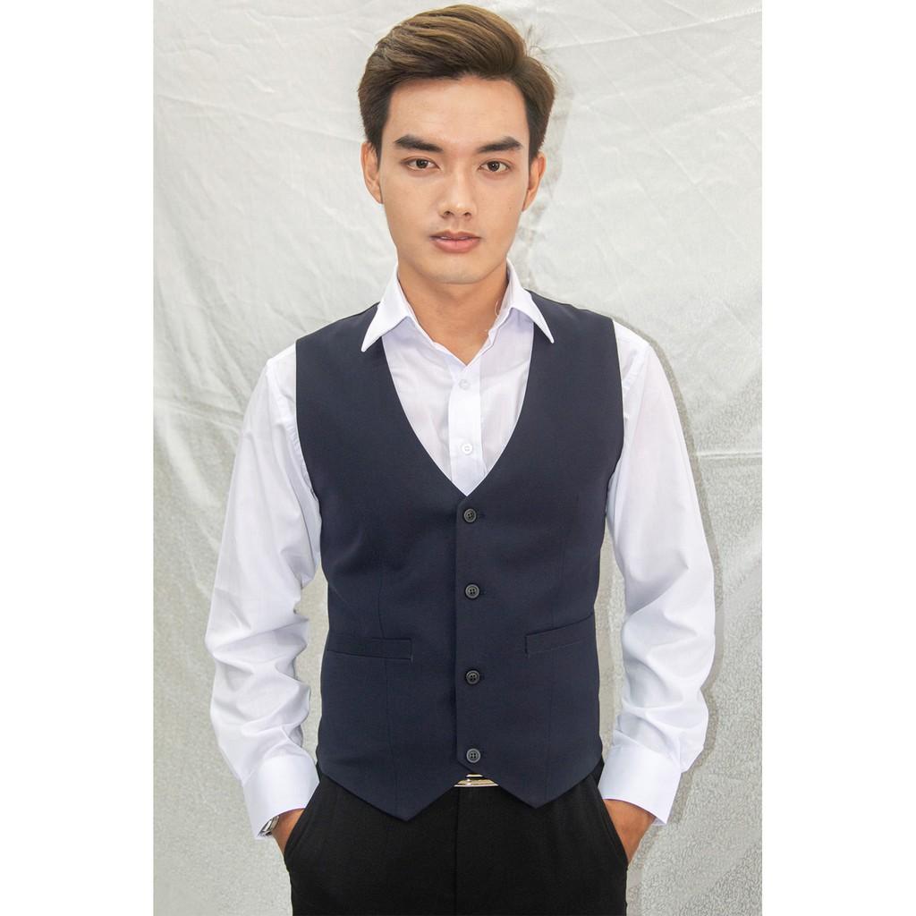Áo gile nam ôm body màu xanh đen