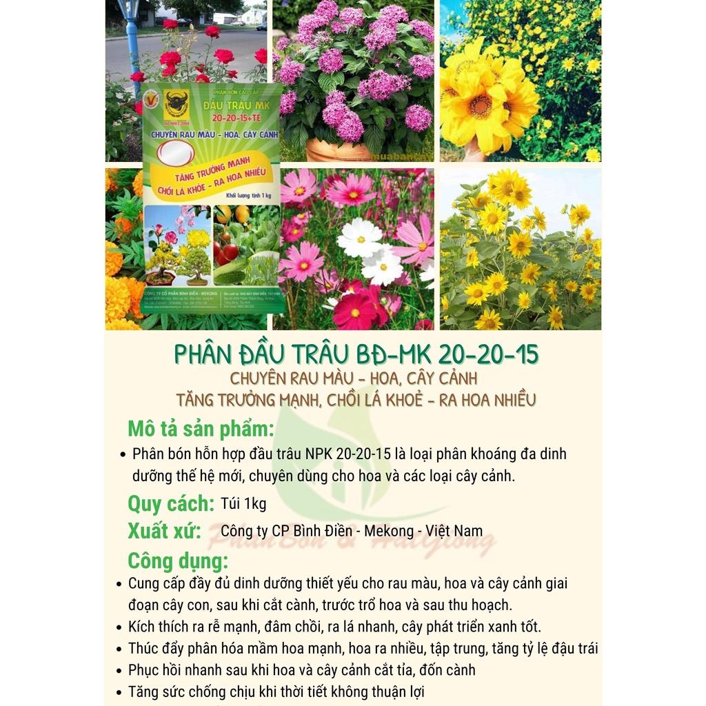 Phân Bón Đầu Trâu NPK 20-20-15 Giúp Chồi Lá Khỏe, Cây Ra Hoa Nhiều, Hoa Đẹp, Lâu Tàn - Shop Phân Bón và Hạt Giống