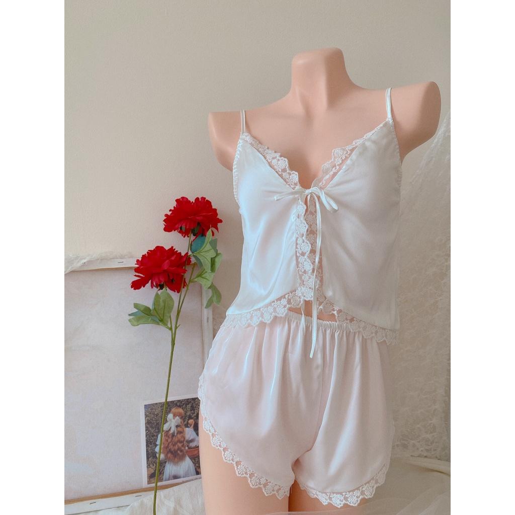 LL836- ẢNH THẬT- đồ lụa phối ren - đồ ngủ sexy