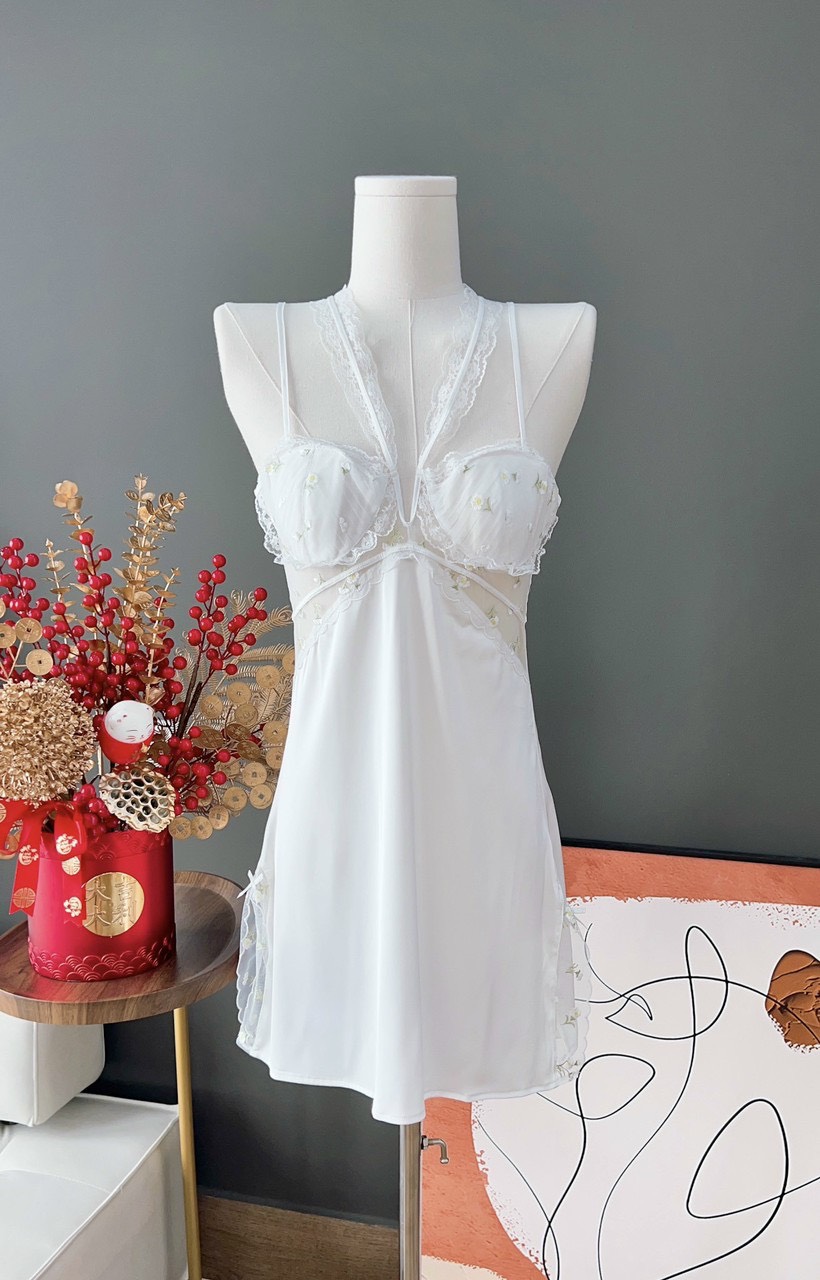 Váy Ngủ Chéo Dây Chữ V Thanh Lịch - B.Lingerie