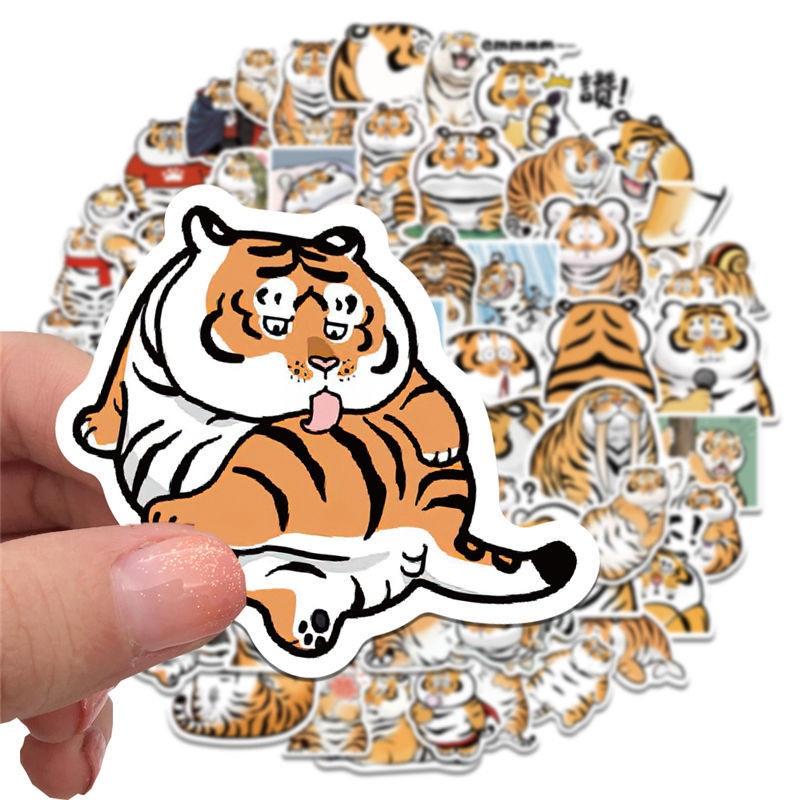Sticker hổ béo cute Sẵn Hình Dán Trang Trí Mũ Bảo Hiểm Laptop Điện Thoại Ván Trượt Sổ tay Notebook
