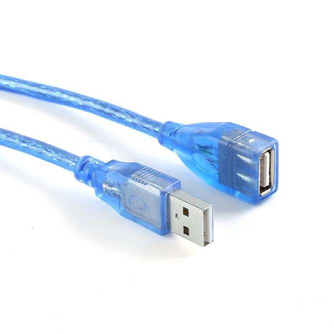 Dây cáp USB 5M Có Cục Chống Nhiễu Màu Xanh (một đầu dương, một đầu âm)