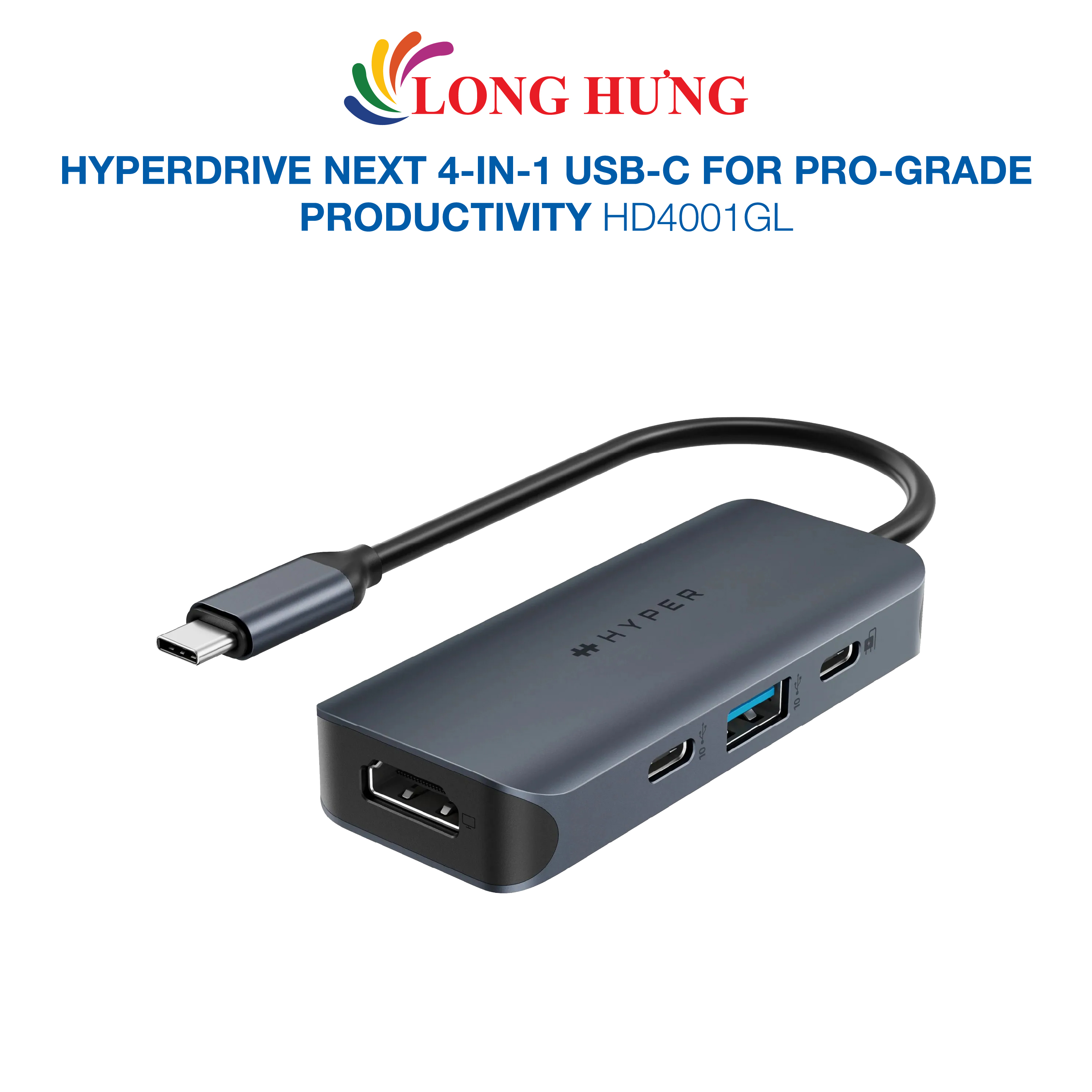 Cổng chuyển đổi HyperDrive Next 4-in-1 USB-C for Pro-grade Productivity HD4001GL - Hàng chính hãng