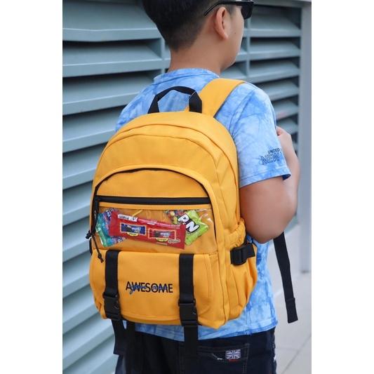 Balo học sinh, sinh viên thời trang unisex với chất dù cao cấp nhẹ bền - BOM