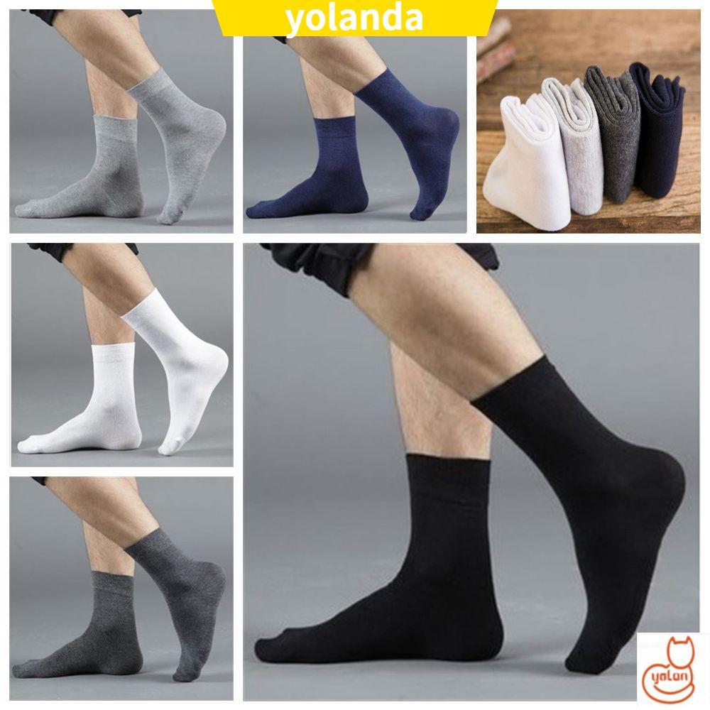 ☆YOLA☆ 1Pair Simple 80% Wool Solid Color Cotton Men's Socks Sport Fashion Male Casual Warm Middle Calf/Multicolor