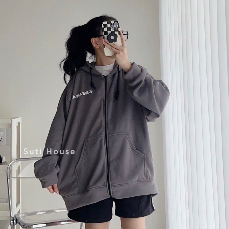 Áo Khoác Thun Nỉ Chữ CBIANA Form Rộng Unisex -FREESHIP- Hoodie Khóa kéo Zip Cặp Đôi Nam Nữ Mặc Chống Nắng Thu Đông