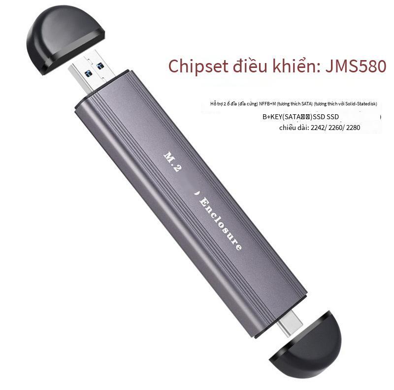 Hộp đọc trạng thái rắn M.2 phong cách mới nhất Hộp đĩa cứng giao thức kép NVMe/SATA USB3.1 máy tính hộp đĩa cứng di động m2 bên ngoài