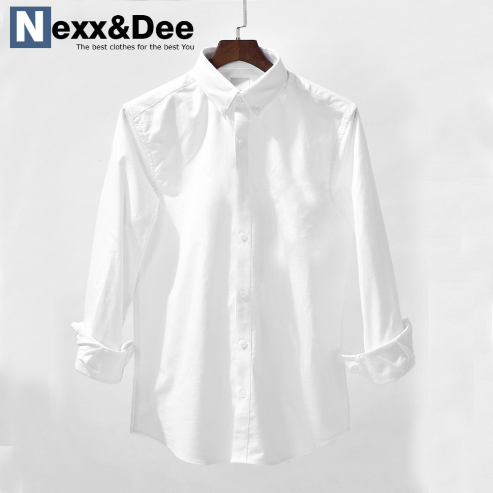 Áo sơ mi nam tay dài trắng công sở vải oxford denim cao cấp -SM003