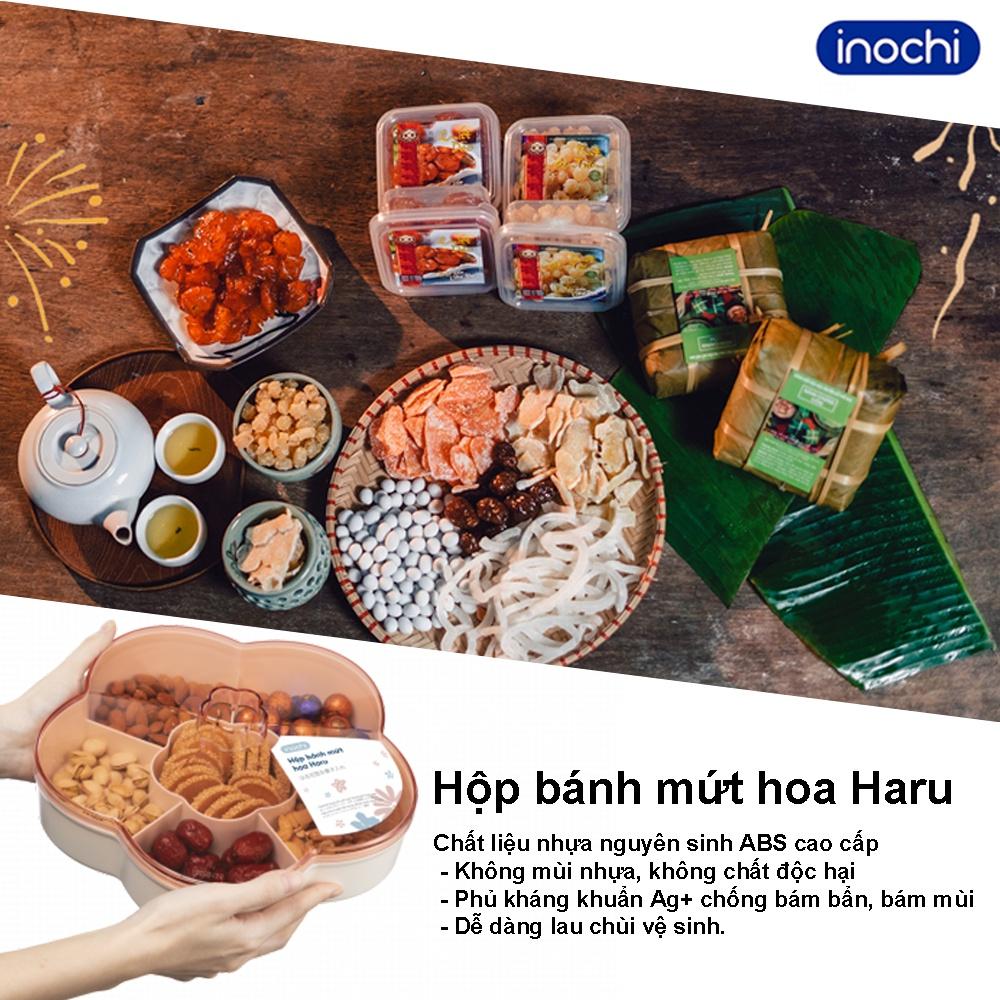 Hộp mứt tết đựng bánh kẹo hoa Haru inochi khay mứt nhựa cao cấp hình hoa 5 cánh