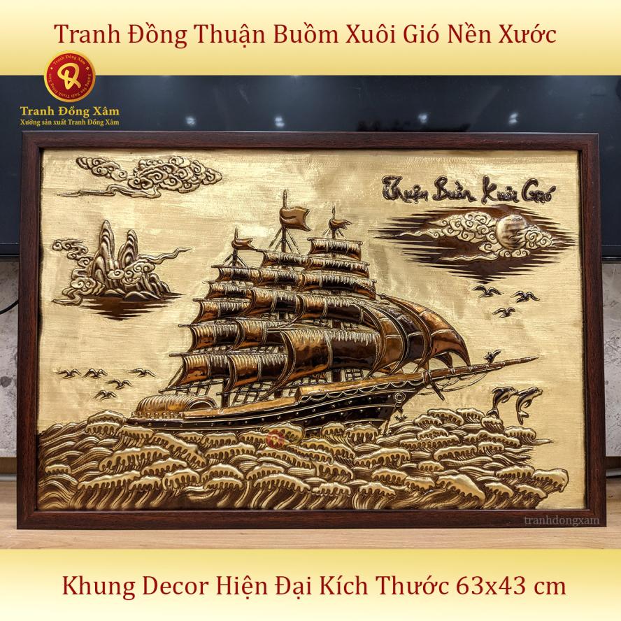 Tranh Thuận Buồm Xuôi Gió Bằng Đồng Treo Phòng Khách Phòng Làm Việc