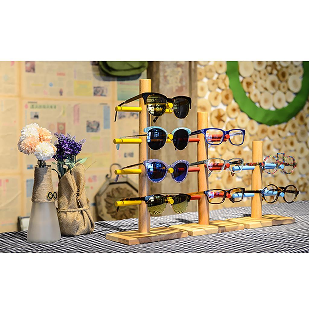 Retro Wood Sunglasses Eye Glasses Show Rack Display Stand Holder Organizer