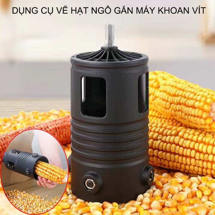 Dụng cụ tách hạt ngô thế hệ mới gắn máy khoan vít, dễ dàng điều chỉnh độ lớn