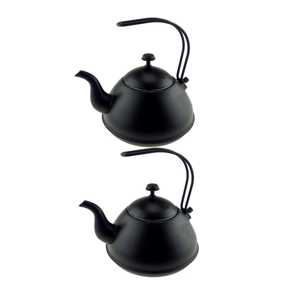 2Pcs 2L Black Stainless Steel Gooseneck Tea Coffee Kettle Camping Teapot
