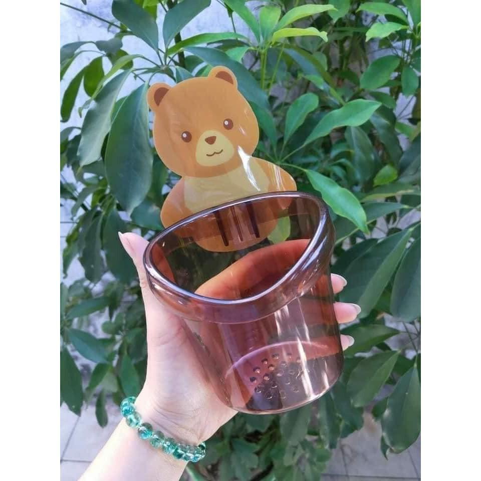 Cốc Gấu Dán Tường Đựng Bàn Chải Đánh Răng, Cốc Đựng Kem Đánh Răng Hình Gấu Cute