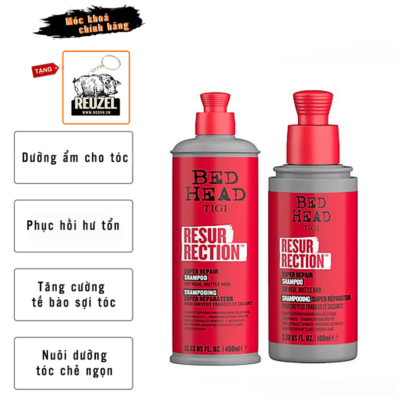 Bộ Dầu Gội &amp; Xả Tigi Resurrection Super Repair Phục Hồi Hư Tổn Nặng - Tặng móc khoá chính hãng