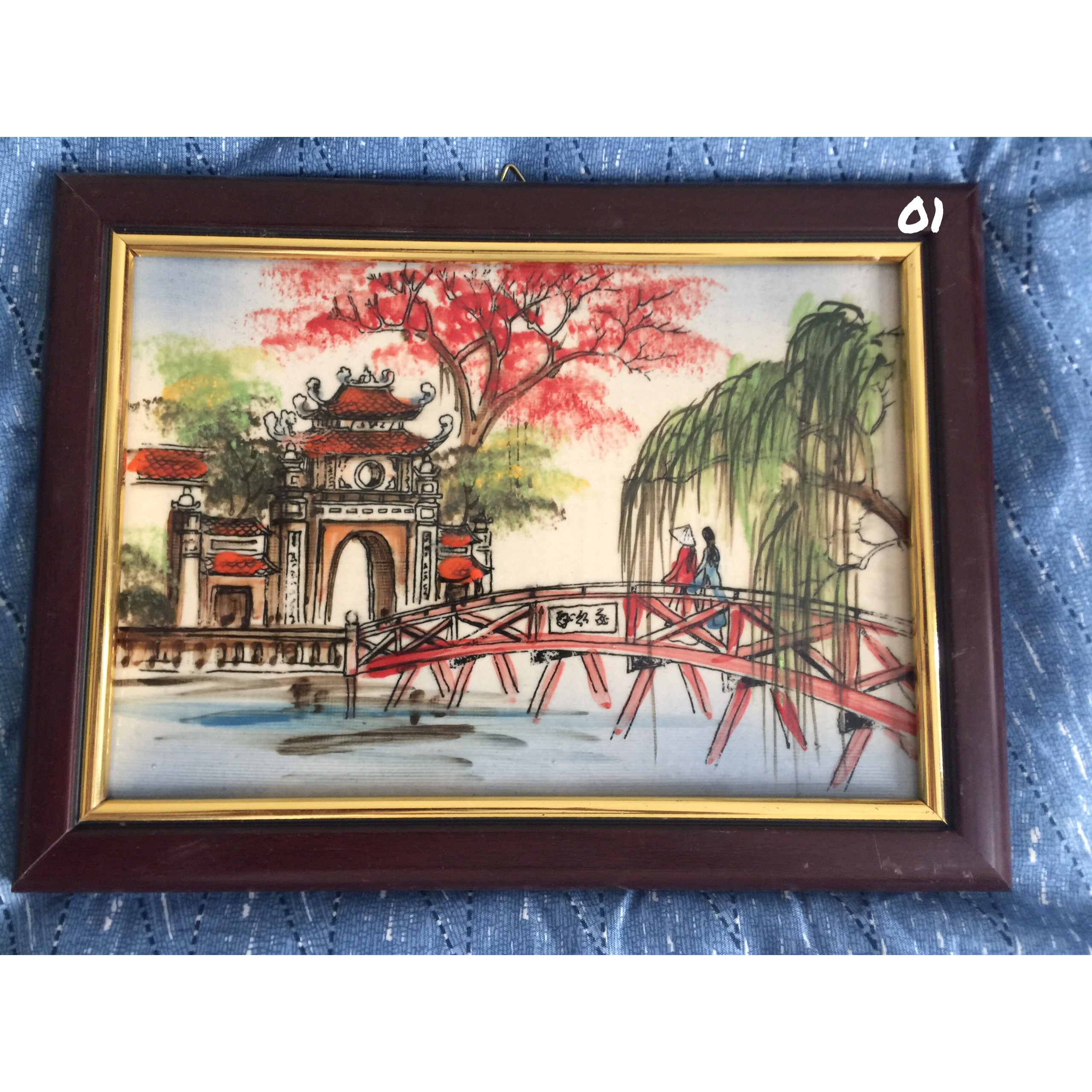 Tranh gốm sứ thủ công treo tường phong cảnh kích thước 28x22