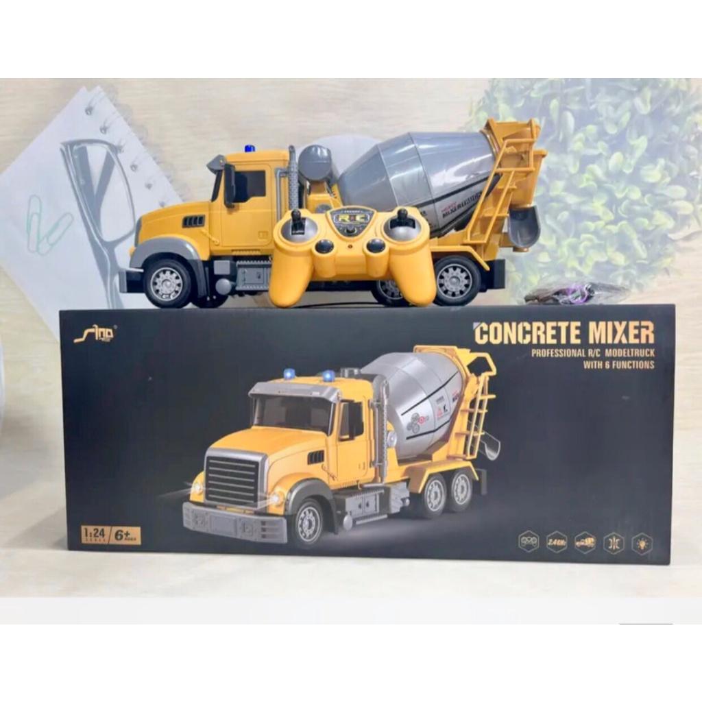 ĐỒ CHƠI XE TRỘN BÊ TÔNG CEMENT MIXER TRUCK ĐIỀU KHIỂN 4 CHIỀU BỒN XOAY 360 ĐỘ CÓ ĐÈN, PIN SẠC