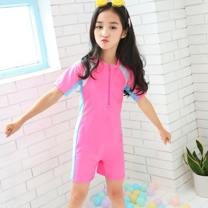 Đồ Bơi Bé Gái Hồng Xinh Tươi BBO29 MayHomes Thun Lạnh Bền Chắc Không Phai Màu Dây Khóa Trước Girl One-Piece Swimwear