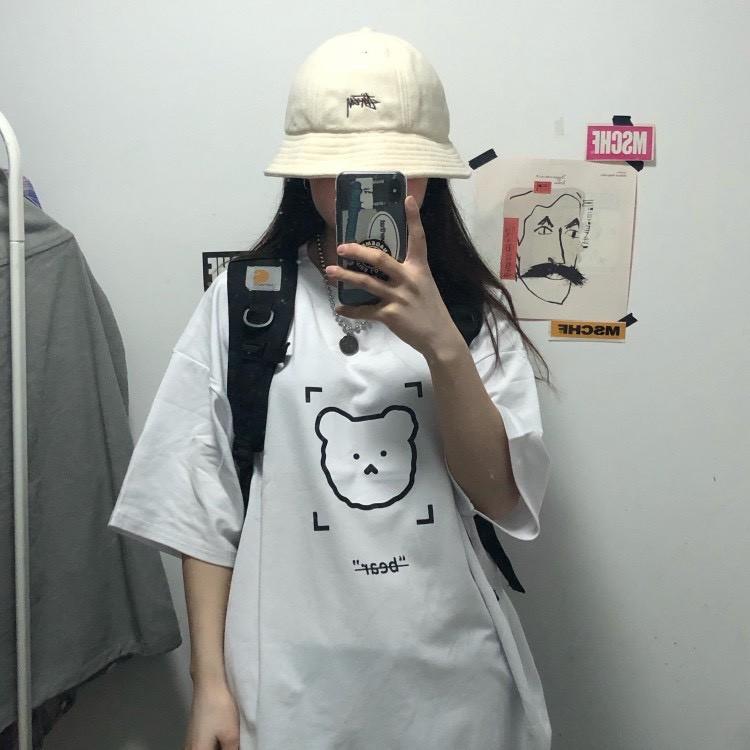 Áo thun tay lỡ unisex in mặt gấu siêu đẹp | áo form rộng nam nữ AC19