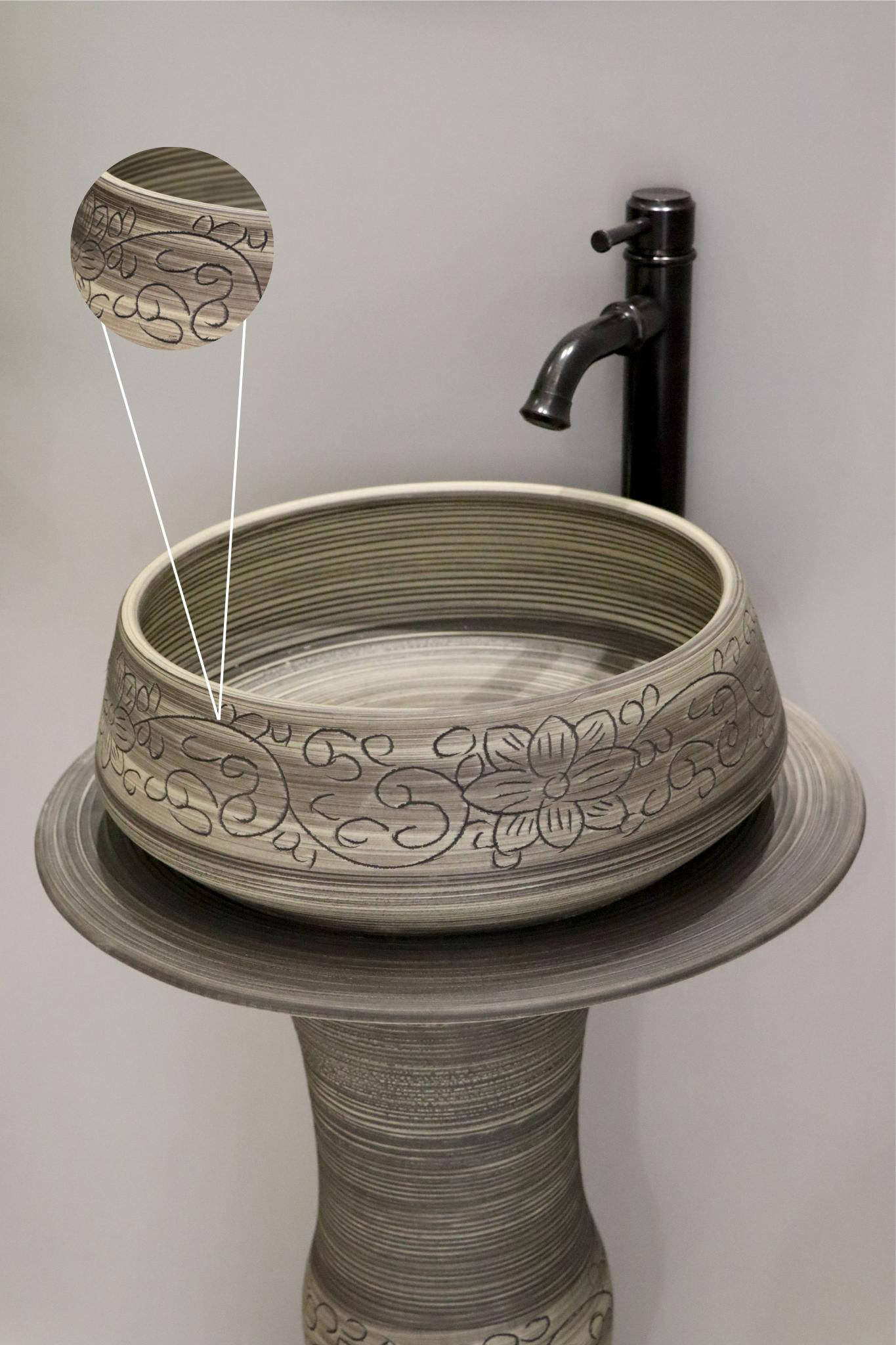 Chậu sứ mỹ thuật chậu lavabo có chân EVEREST EV-CĐC02