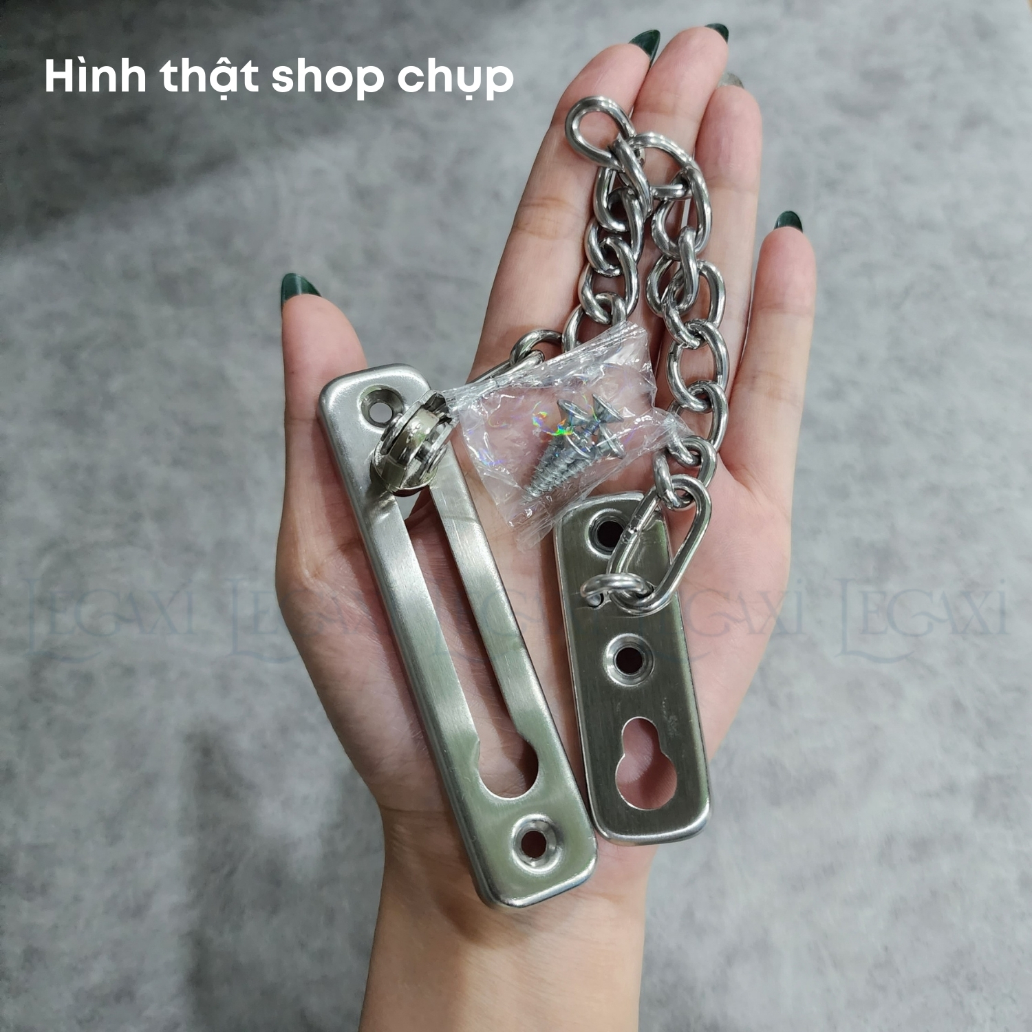 Chốt cửa dây xích, gài cửa chống trộm, khóa gài chặn cửa inox nhà ở, chung cư, phòng ngủ Legaxi