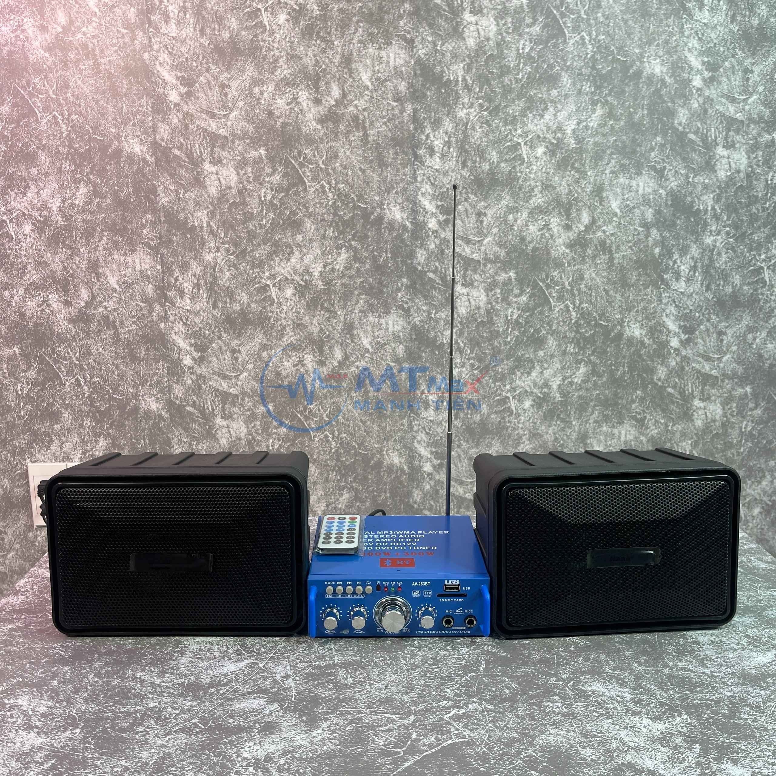 Combo Amply Mini AV263BT Và Loa Bose 101 - Nghe Nhạc - Hát Karaoke Kết Nối Không Dây Bluetooh Công Suất Tối Đa Của Amply Nghe Nhạc Là 20W Hàng Chính Hãng