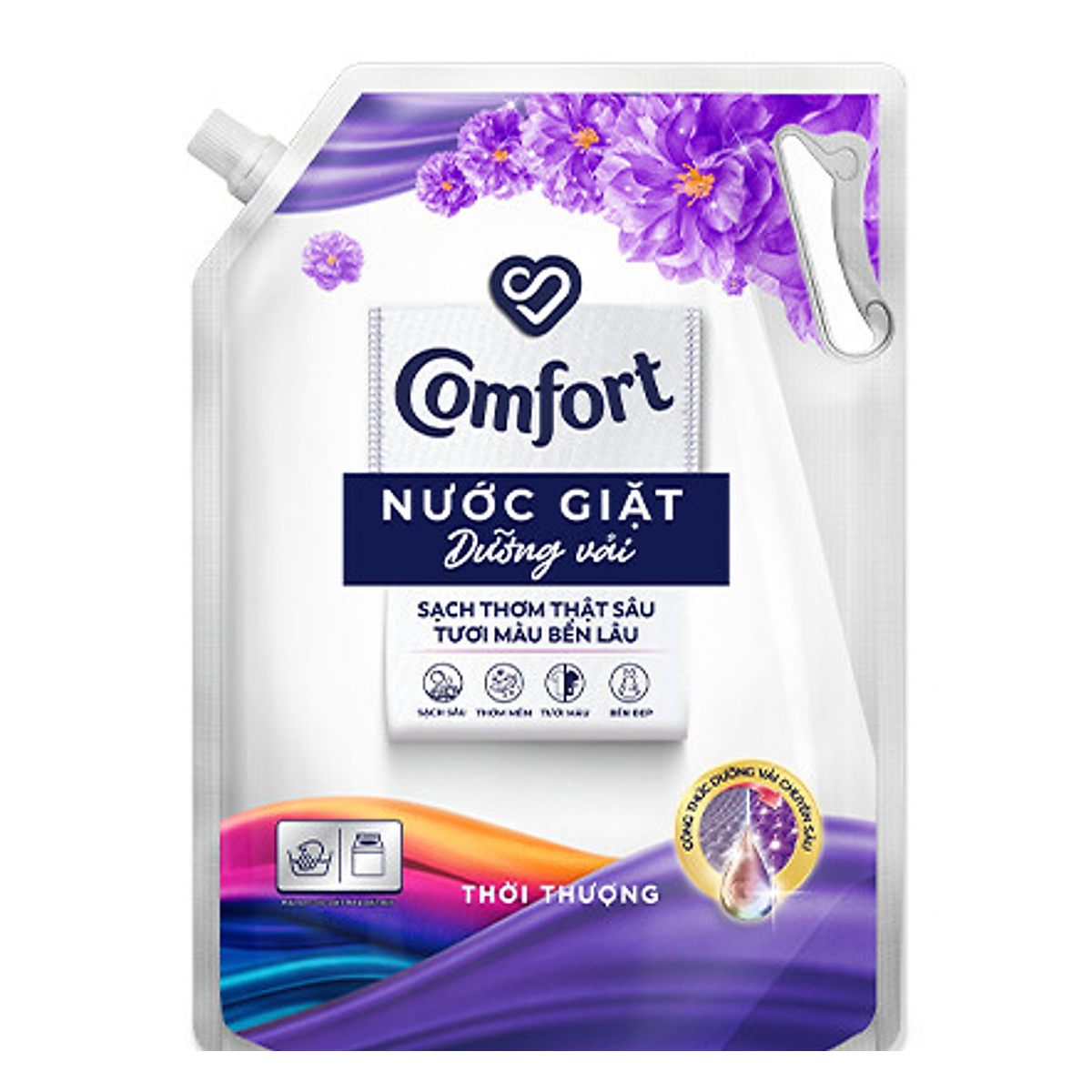 Nước giặt dưỡng vải Comfort Nước giặt xả đa chức năng hương Thời Thượng giúp quần áo sạch thơm & tươi màu Túi 3.8kg