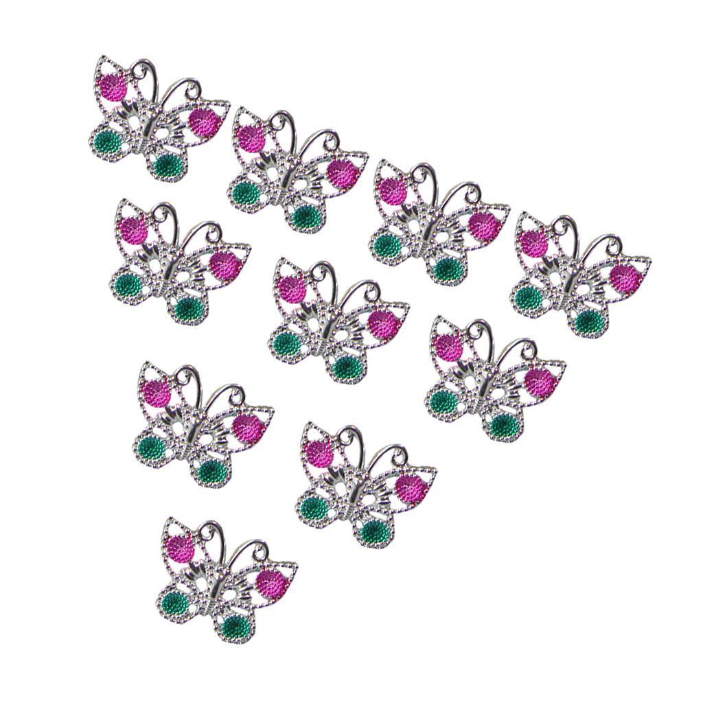 Set of 10 Plastic Butterfly Rings for Girl Kids Party Game Novelty Silver