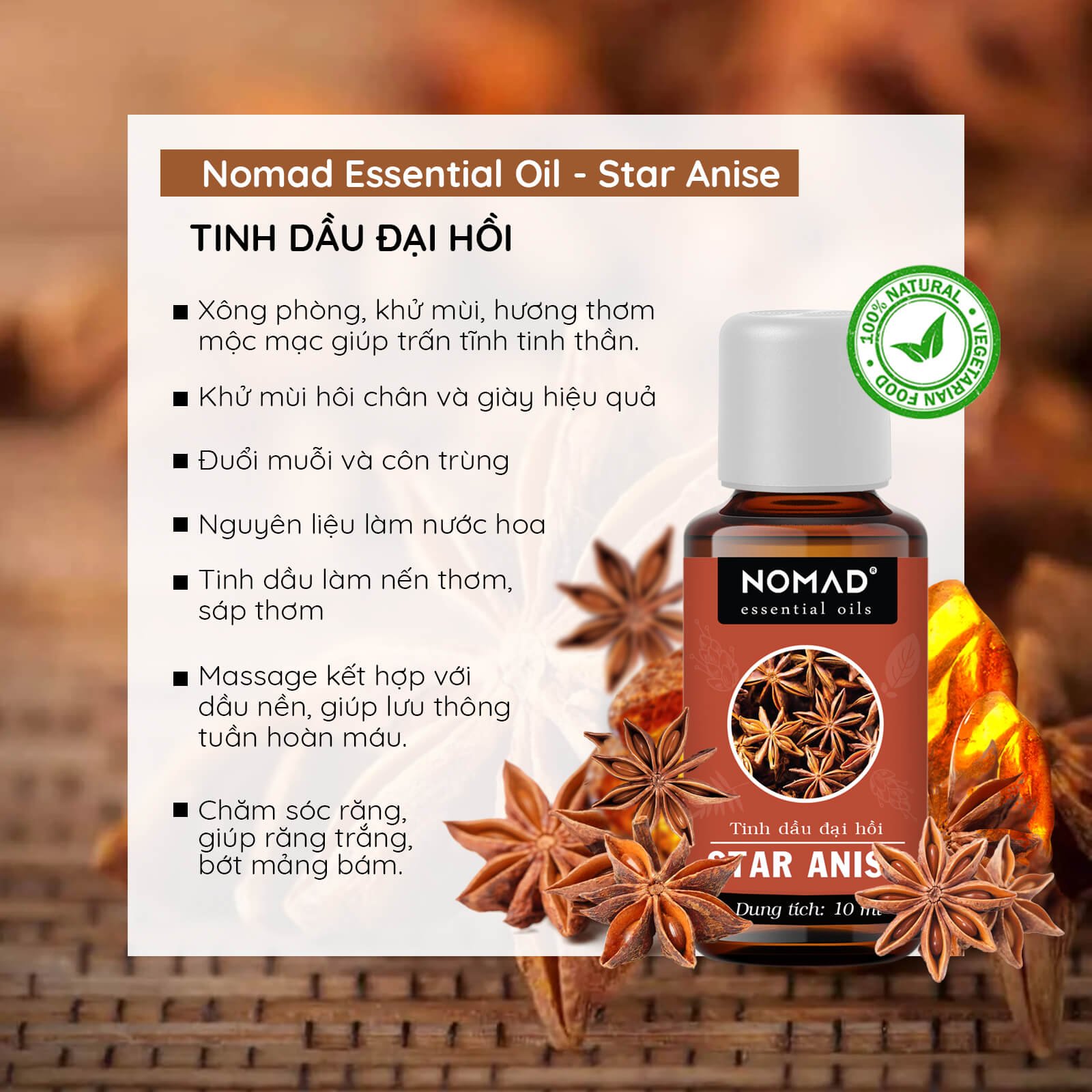 Tinh Dầu Thiên Nhiên Đại Hồi Nomad Essential Oils Star Anise