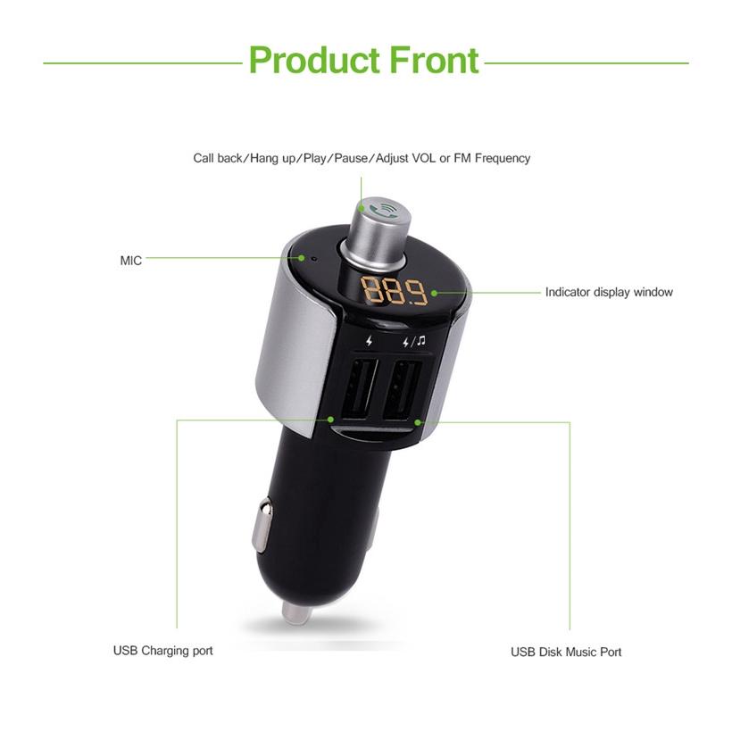 T56 Bộ rảnh tay Bluetooth Bộ chuyển đổi FM Bộ chuyển đổi MP3 Player Bộ sạc USB