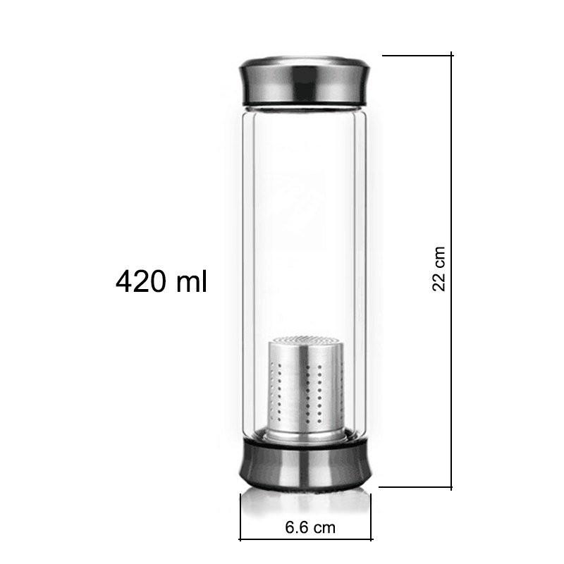 Bình pha trà giữ nhiệt bằng thủy tinh 2 lớp và inox304 cao cấp