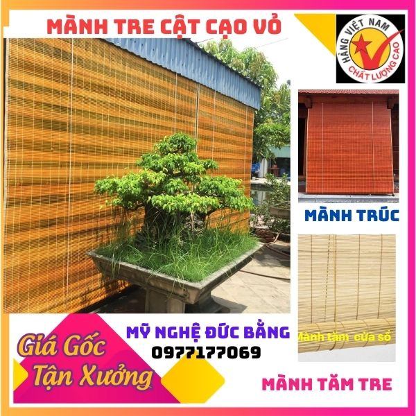 Mành tre cật cạo vỏ sơn pu cao cấp che mưa nắng ,gió rộng 1m50 cao xuông 1m50