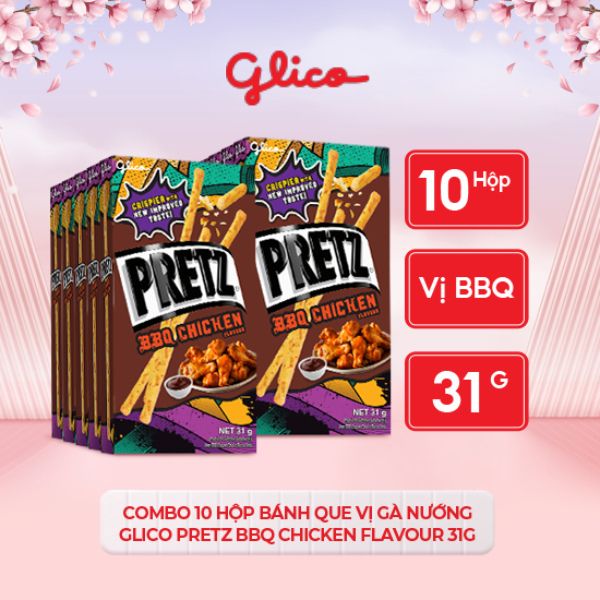 Bánh que vị gà nướng GLICO Pretz BBQ Chicken Flavour 31g (Combo 10 hộp)